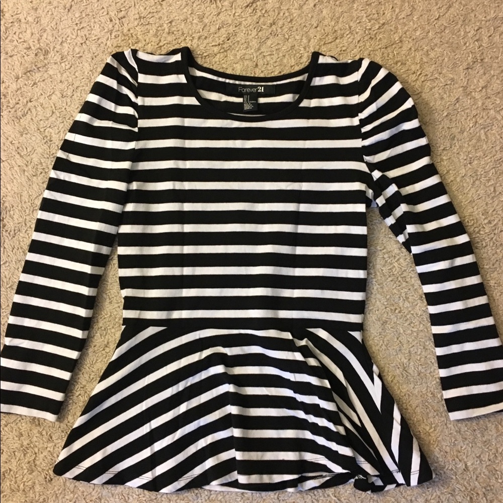 Forever 21 stripe peplum top Small